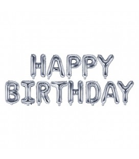 Happy Birthday Silber Buchstaben Folienluftballons