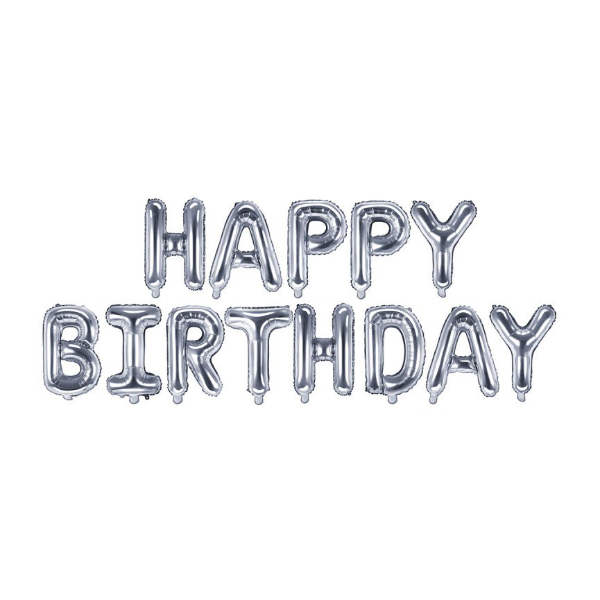 Happy Birthday Silber Buchstaben Folienluftballons
