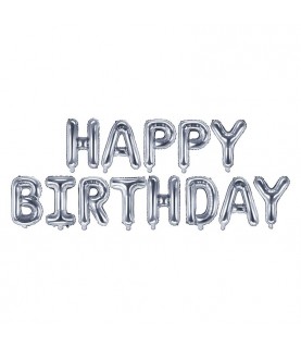 Happy Birthday Silver Letters Mylar Balloons
