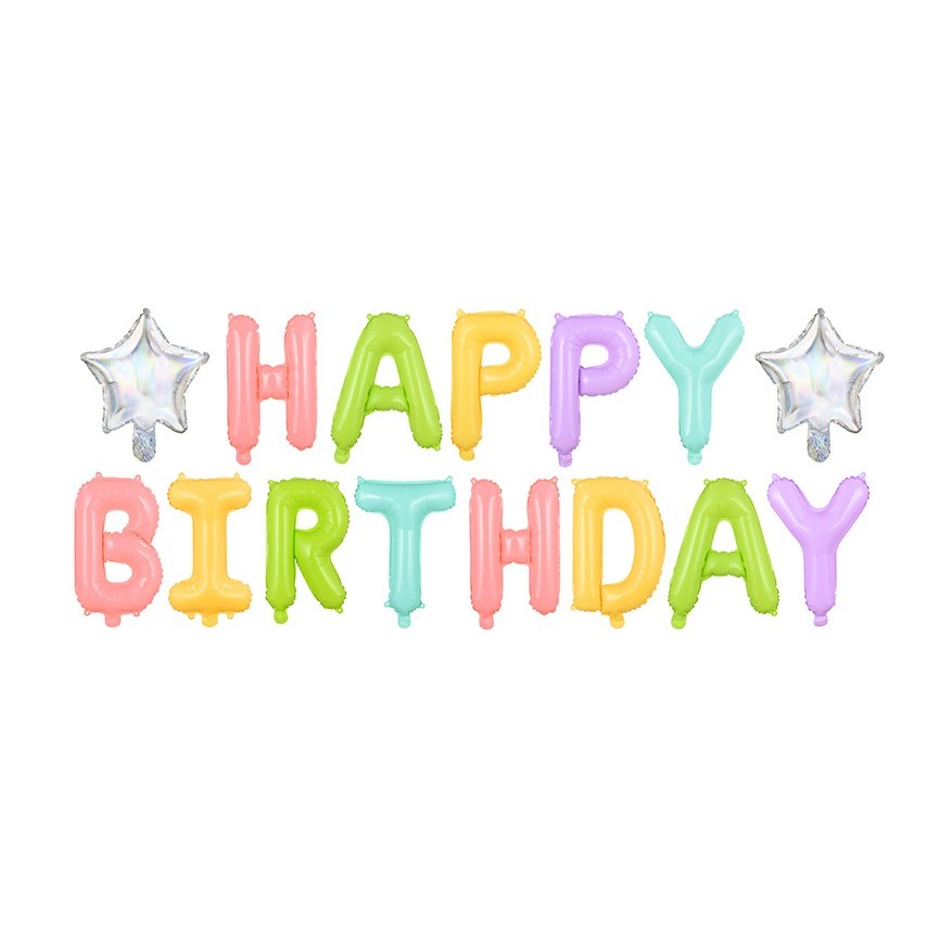 Happy Birthday Pastel Buchstaben Folienluftballons