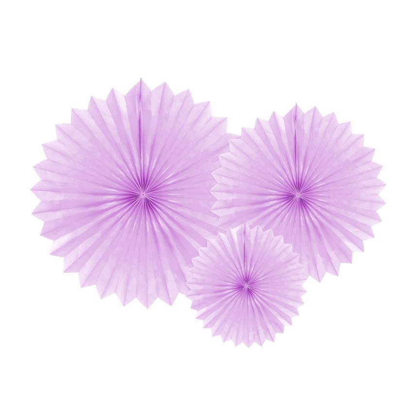 3 Lavender Paper Fans