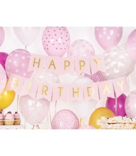 Happy Birthday Girlande in Regenbogenfarbe Pink
