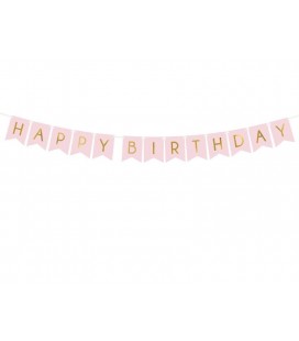 Happy Birthday Girlande in Regenbogenfarbe Pink