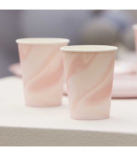 Pink Marble Print Paper Cups
