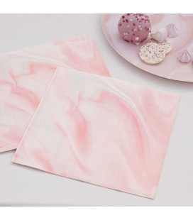 Pink Marble Print Paper Napkins
