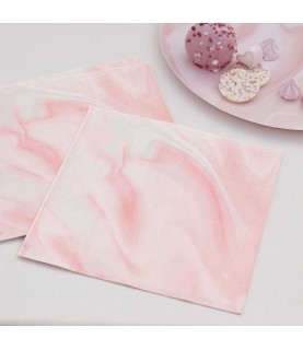 Pink Marble Print Paper Napkins