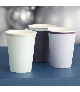 Marineblaue, Blaue und Mintfarbene Becher