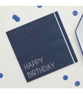 Navy Happy Birthday Paper Napkins