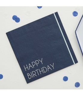 Navy Happy Birthday Paper Napkins