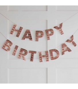 Rose Gold Fringe Happy Birthday Bunting