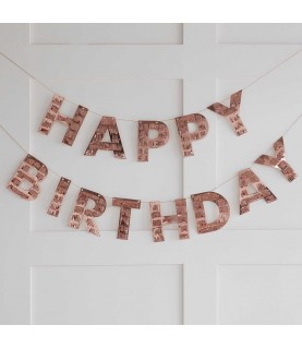 Rose Gold Fringe Happy Birthday Bunting