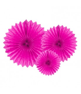 3 Magenta Paper Rosettes