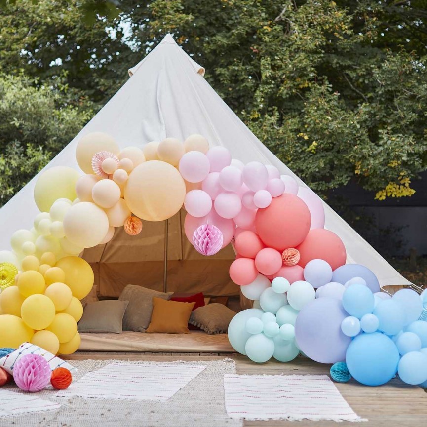 Luxe Bright Balloon Arch with Paper Honeycombs (Kit)