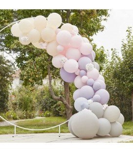 Luxe Pink, Lilac & Grey Balloon Arch with Hydrangeas