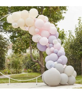 Luxe Pink, Lilac & Grey Balloon Arch with Hydrangeas