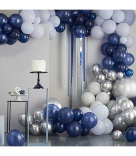 Luxe Silver, Navy & Blue Balloon Arch Kit
