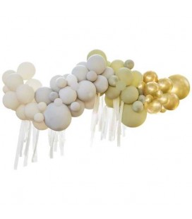 Green, Cream, Grey & Gold Chrome Balloon Arch Kit