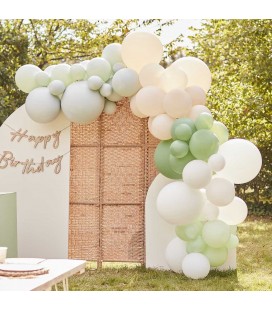 Arche de Ballons Sauge, Nude et Blanc (Kit)