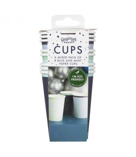 Gobelets Bleu Marine, Bleu et Menthe