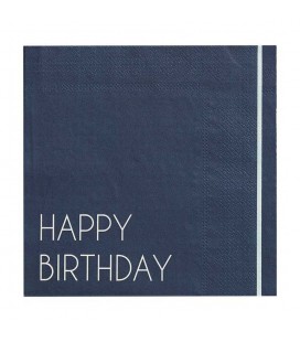 Navy Happy Birthday Paper Napkins