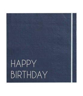 Navy Happy Birthday Paper Napkins