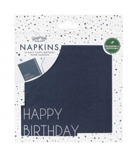 Navy Happy Birthday Paper Napkins