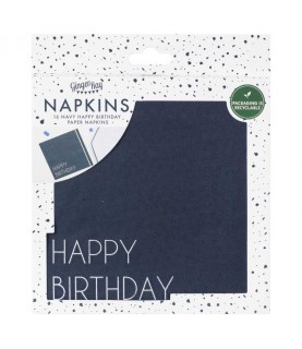 Navy Happy Birthday Paper Napkins