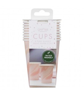 Pink Marble Print Paper Cups