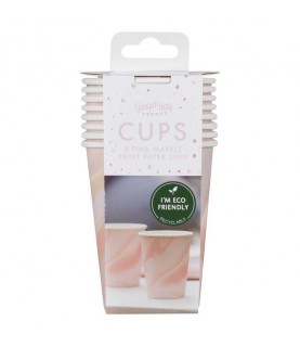 Pink Marble Print Paper Cups