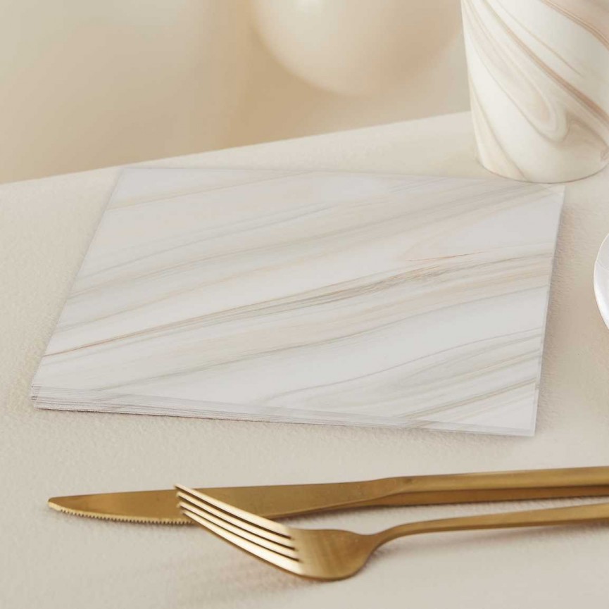 Pink Marble Print Paper Napkins