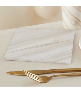 Pink Marble Print Paper Napkins