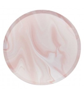 Pink Marble Print Paper Plates