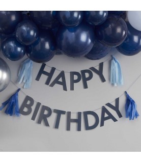 Blue Happy Birthday Bunting with Tassels