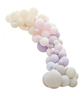Luxe Pink, Lilac & Grey Balloon Arch with Hydrangeas