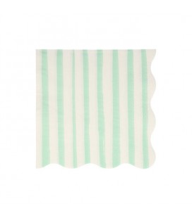 16 Mint Stripe Large Napkins Meri Meri