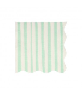 16 Mint Stripe Large Napkins Meri Meri
