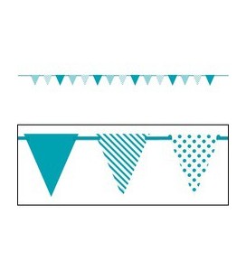 Guirlande Fanions Pois & Rayures Turquoise