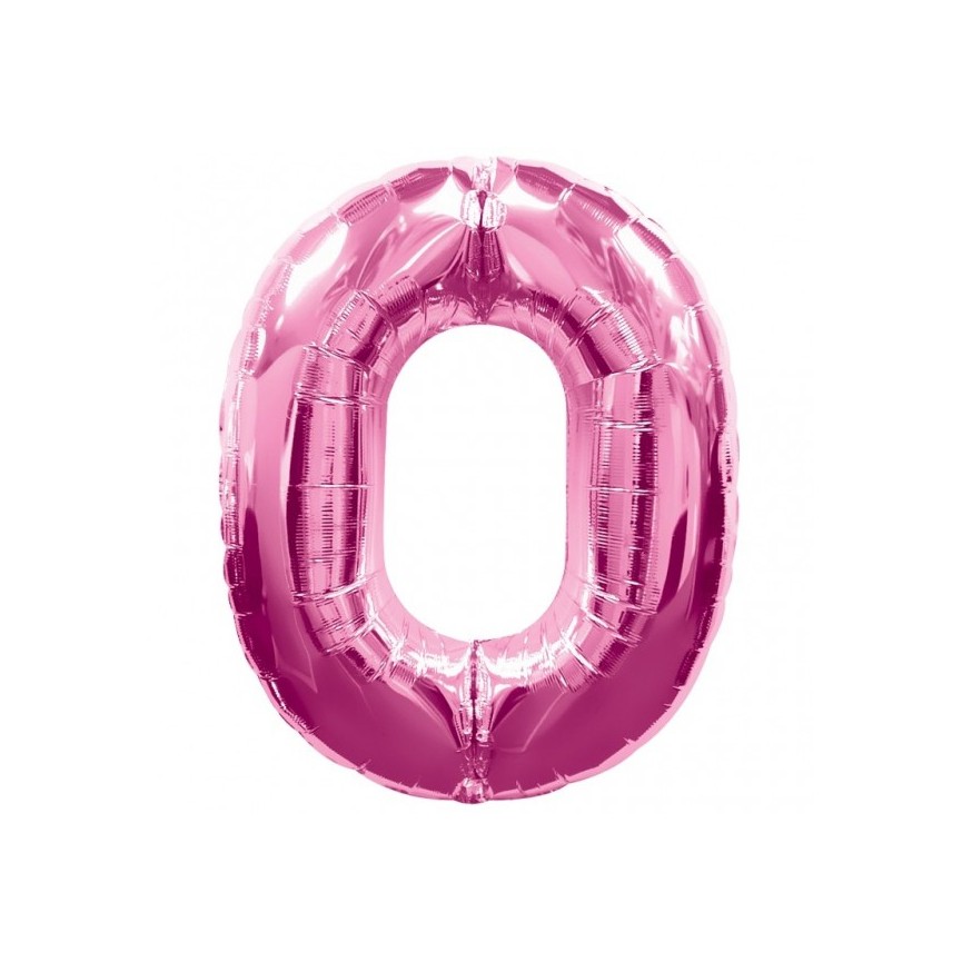 Pink Mylar Ballon Number 0