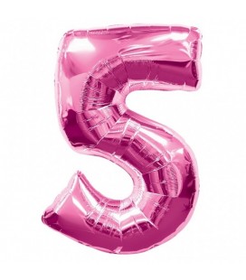 Pink Mylar Ballon Number 5