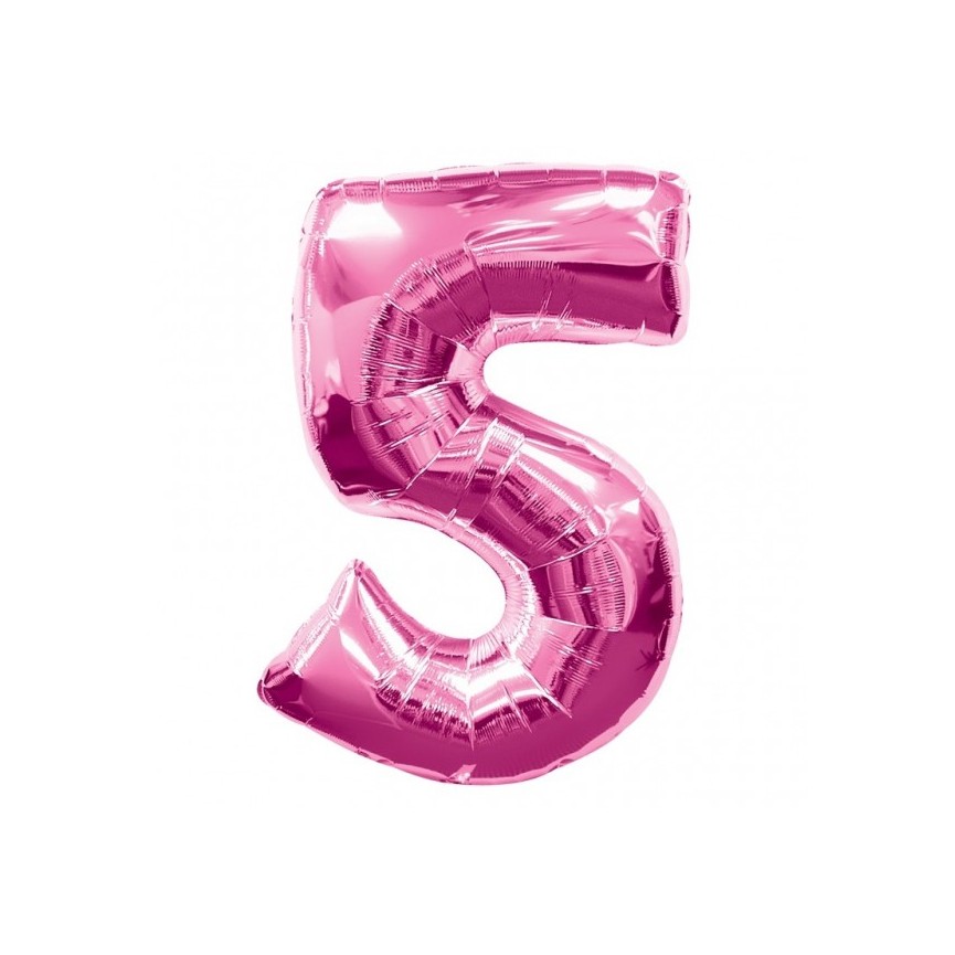 Pink Mylar Ballon Number 5