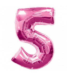 Pink Mylar Ballon Number 5