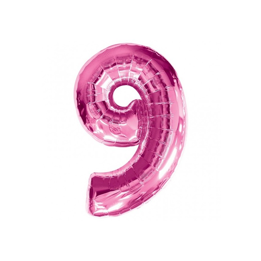Pink Mylar Ballon Number 9