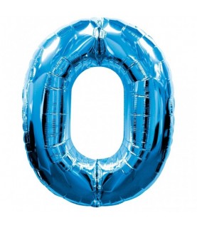 Blue Mylar Ballon Number 0