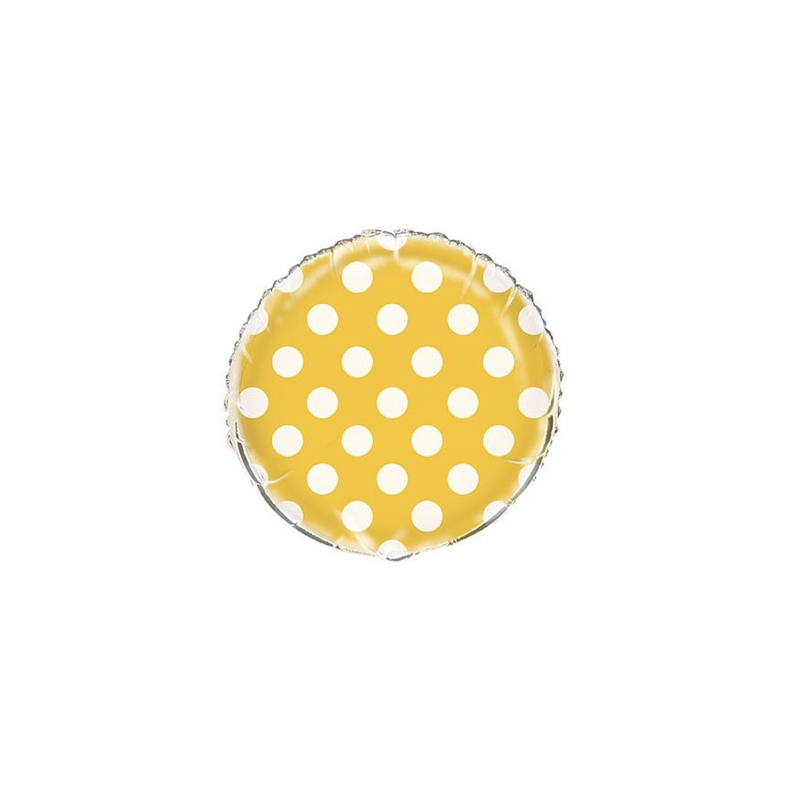Yellow Polka Dots Mylar Balloon
