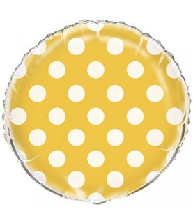 Yellow Polka Dots Mylar Balloon