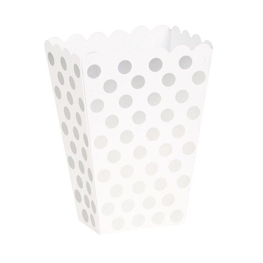 8 Silver Polka Dots Treat Boxes