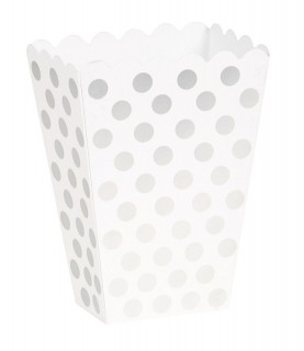 8 Silver Polka Dots Treat Boxes