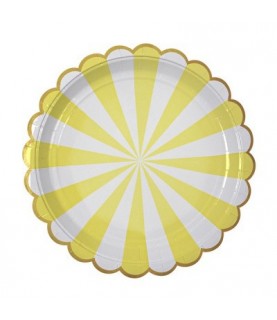 8 Yellow Meri Meri Big Plates