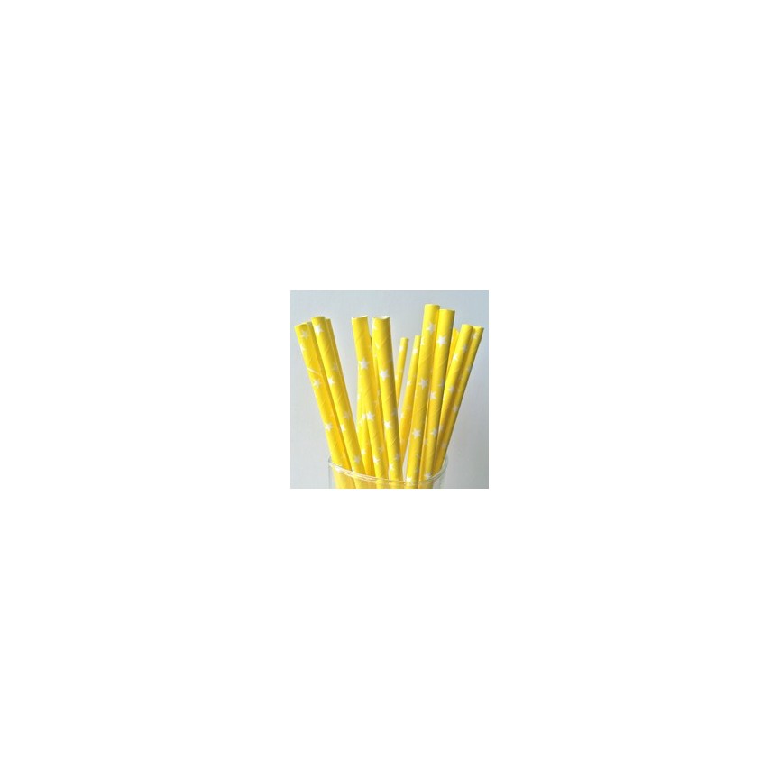 25 Yellow Star Paper Straws