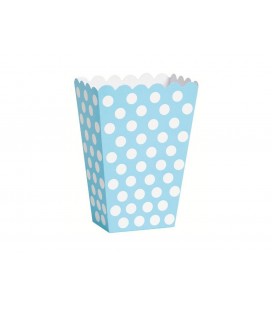 8 Baby Blue Polka Dots Treat Boxes